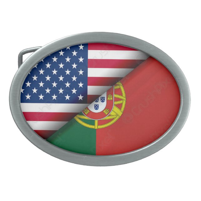 Portuguese American flags Belt Buckle (Front)