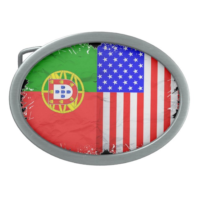 Portuguese American flags Belt Buckle (Front)