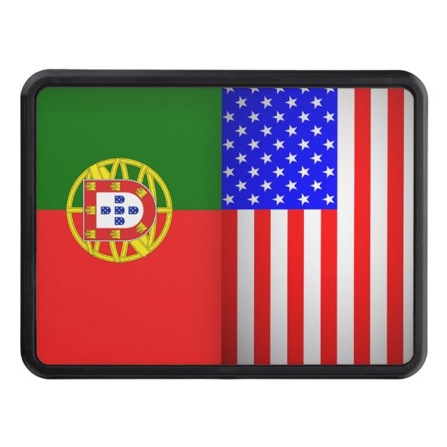 Portuguese American flags Hitch Cover (Front)