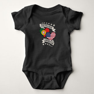 Portuguese American Heart Flags Portugal America Baby Bodysuit
