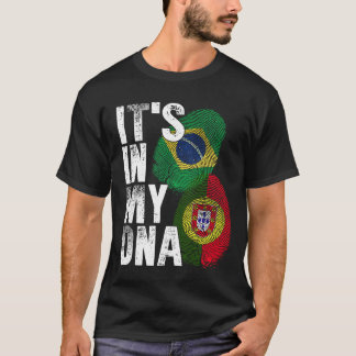 Portuguese And Brazilian Mix DNA Flag Heritage T-Shirt