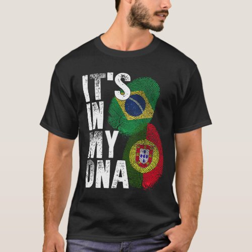 Portuguese And Brazilian Mix DNA Flag Heritage T_Shirt