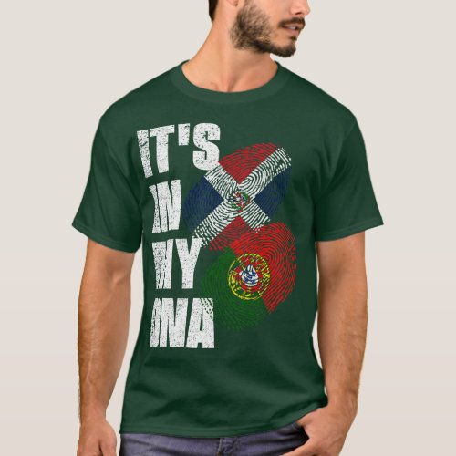 Portuguese And Dominican Mix DNA Flag Heritage T_Shirt