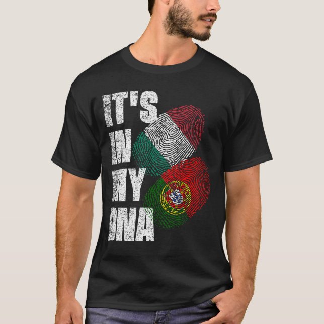 Portuguese And Italian Mix DNA Heritage Flag T-Shirt (Front)