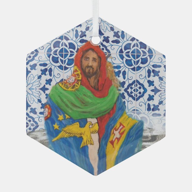 Portuguese Azores folk art Glass Ornament (Front)