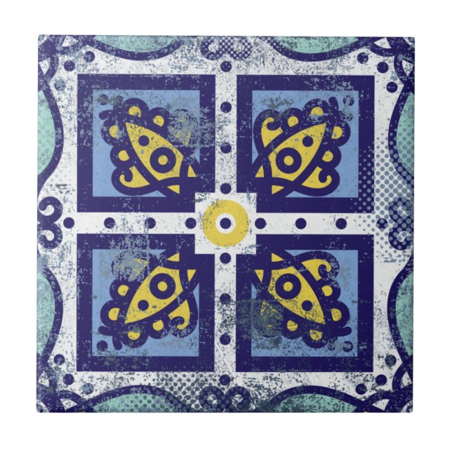 Portuguese Azule Ceramic Tile (Front)