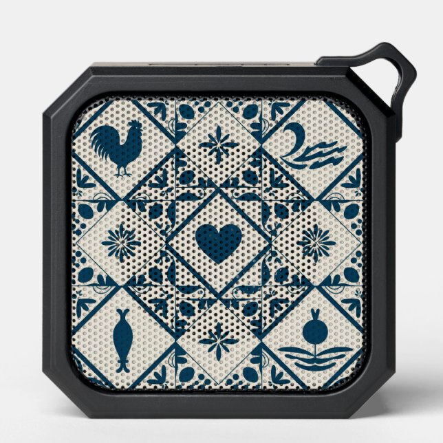 Portuguese Azulejo Bluetooth Speaker – Blue Tile G (Front)