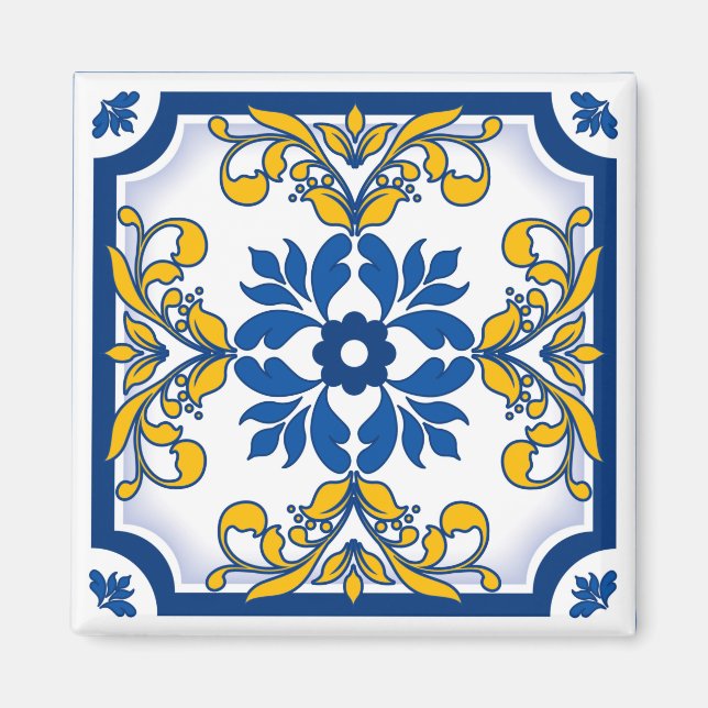Portuguese Azulejo Ceramic Tile Magnet (Front)