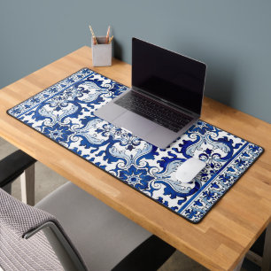 Portuguese Azulejo Glaze Tiles Background Computer Desk Mat