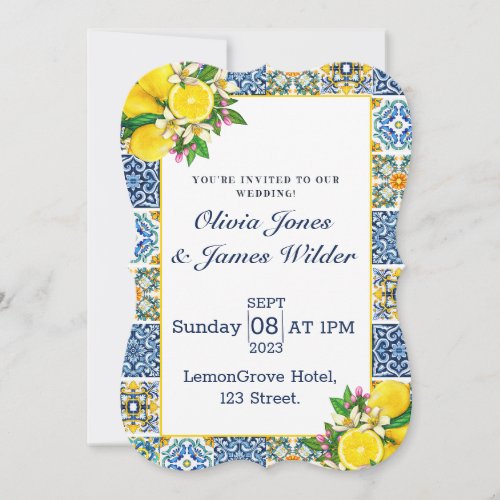Portuguese Azulejo Lemon Tiles Wedding 