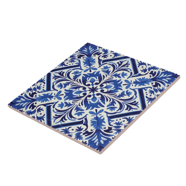 Portuguese Azulejo Pattern Ceramic Tile (Side)