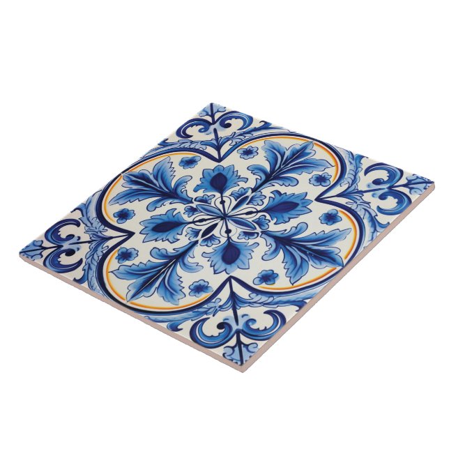 Portuguese Azulejo Pattern Ceramic Tile (Side)