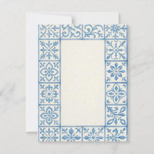 Portuguese Azulejo tile blue stationary design Note Card