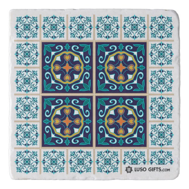 Portuguese Azulejo Tile Marble Trivet (Front)