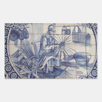 Portuguese Azulejo Tiles Rectangular Sticker by gavila_pt at Zazzle