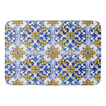 Portuguese Azulejo Traditional Tiles On Bathroom Mat by wheresmymojo at Zazzle