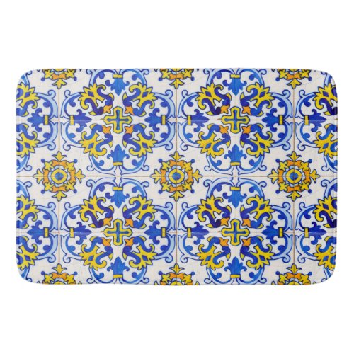 Portuguese Azulejo Traditional Tiles On Bathroom Mat