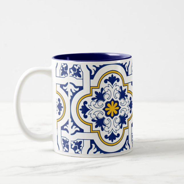 Portuguese Azulejo Two-Tone Coffee Mug (Left)