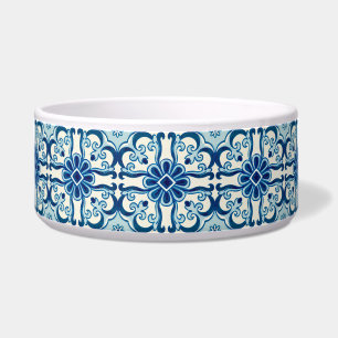 Portuguese Azulejos Blue Floral Tile Pattern Bowl