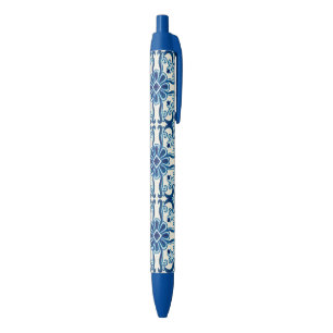 Portuguese Azulejos Blue Floral Tile Pattern Pen