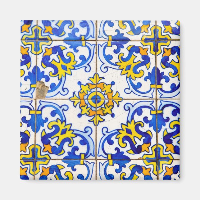 Portuguese Azulejos Ceramic Tile Magnet (Front)
