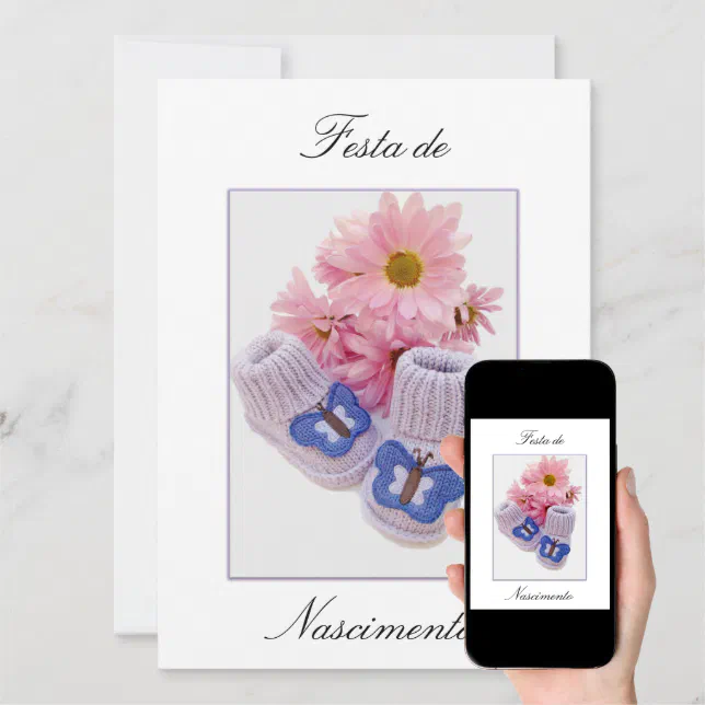 Portuguese Baby shower / Convite Chá de Bebe Invitation Zazzle