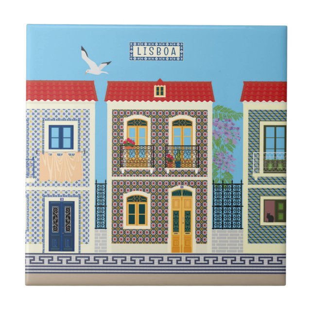 Portuguese beautiful houses with tiles or azulejos (Front)