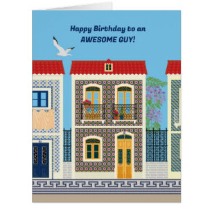 Portuguese beautiful houses with tiles or azulejos cards