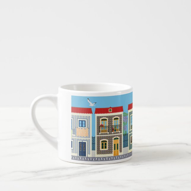 Portuguese beautiful houses with tiles or azulejos espresso cup (Left)