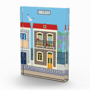 Portuguese beautiful houses with tiles or azulejos photo block