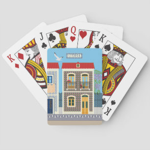 Portuguese beautiful houses with tiles or azulejos poker cards