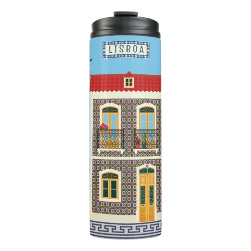 Portuguese beautiful houses with tiles or azulejos thermal tumbler