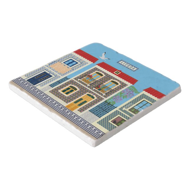 Portuguese beautiful houses with tiles or azulejos trivet (Corner)