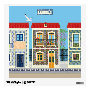 Portuguese beautiful houses with tiles or azulejos wall decal