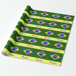 Portuguese Birthday Brazil Flag Wrapping Paper