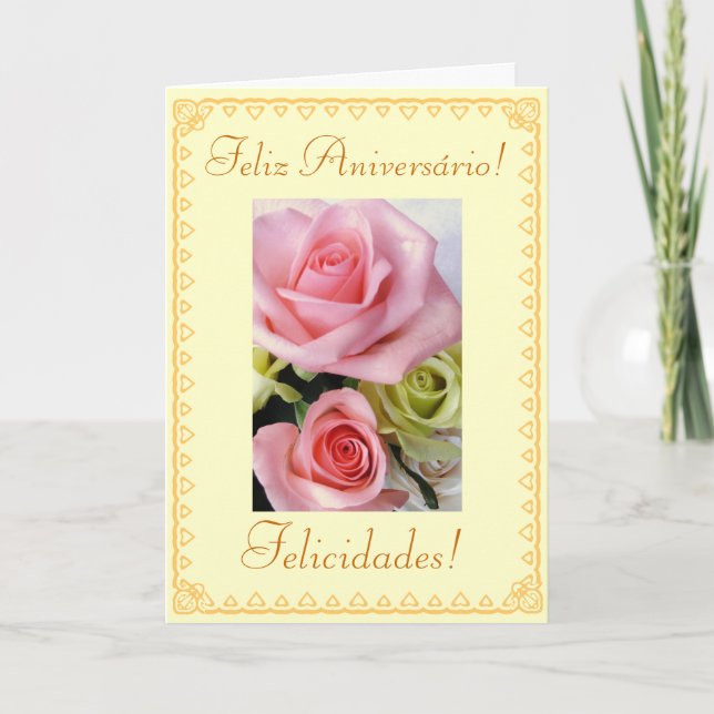 Portuguese: Birthday flowers Card (Front)