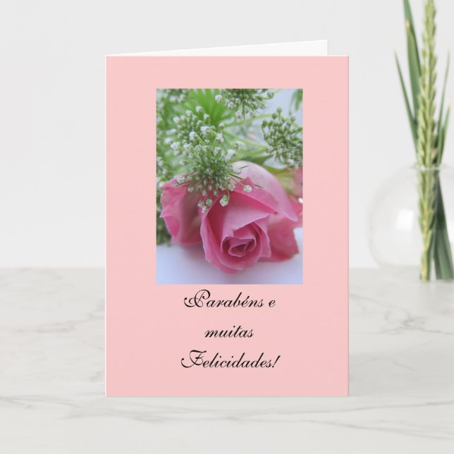 Portuguese: Birthday/Rosa: Congratulations! Card (Front)