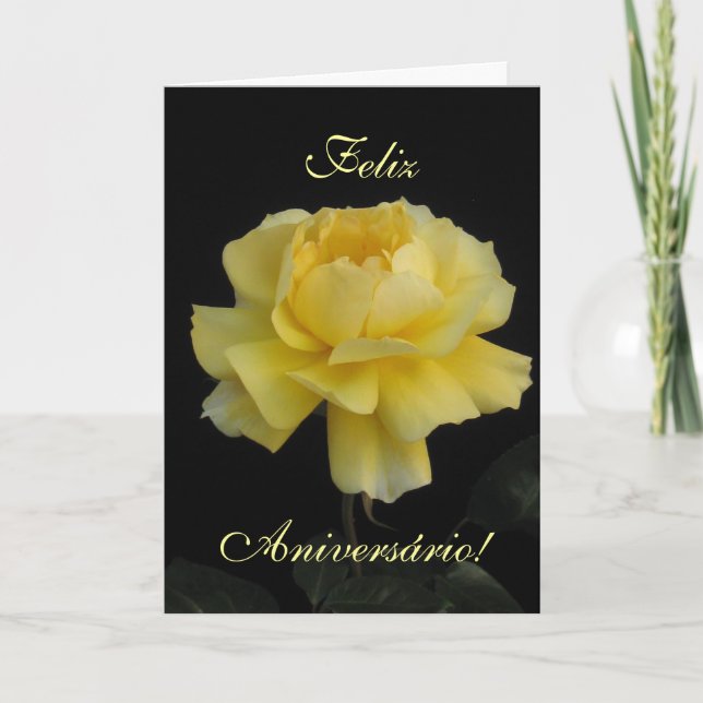 Portuguese Birthday: Rose for your Aniversario! Card (Front)