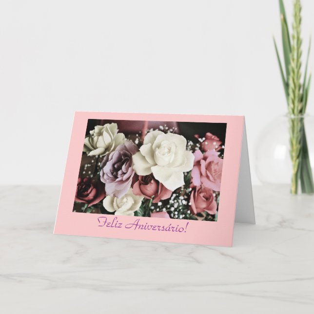 Portuguese: Birthday roses/ Birthday roses Card (Front)