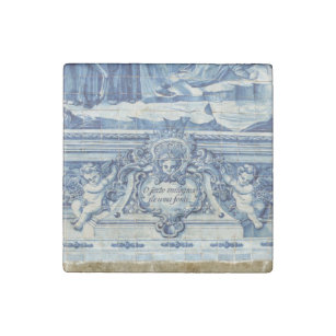 Portuguese blue and white wall tiles with angels