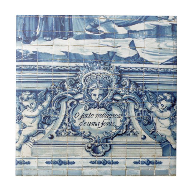 Portuguese blue and white wall tiles with angels (Front)