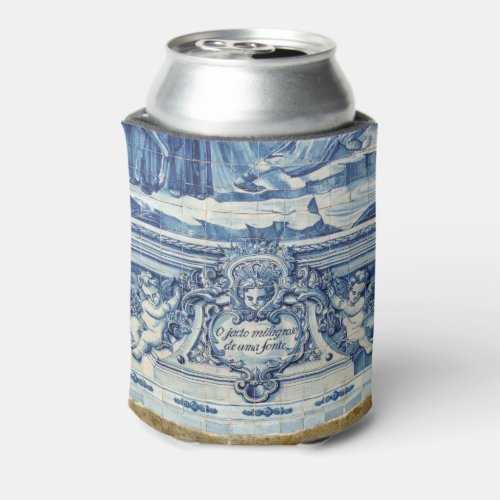 Portuguese blue and white wall tiles with angels can cooler