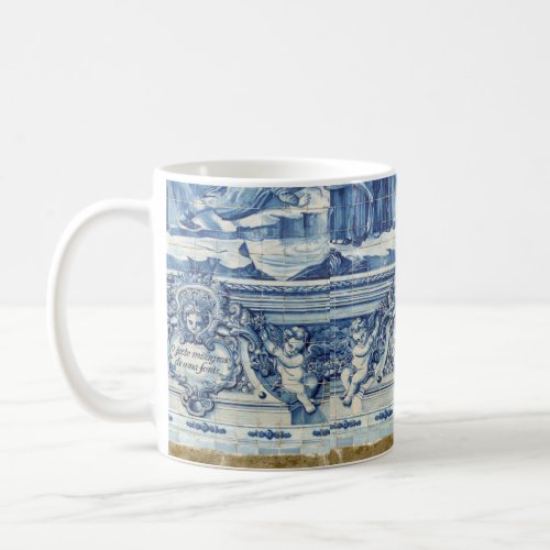 Portuguese blue and white wall tiles with angels coffee mug