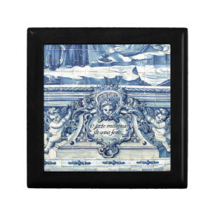 Portuguese blue and white wall tiles with angels gift box
