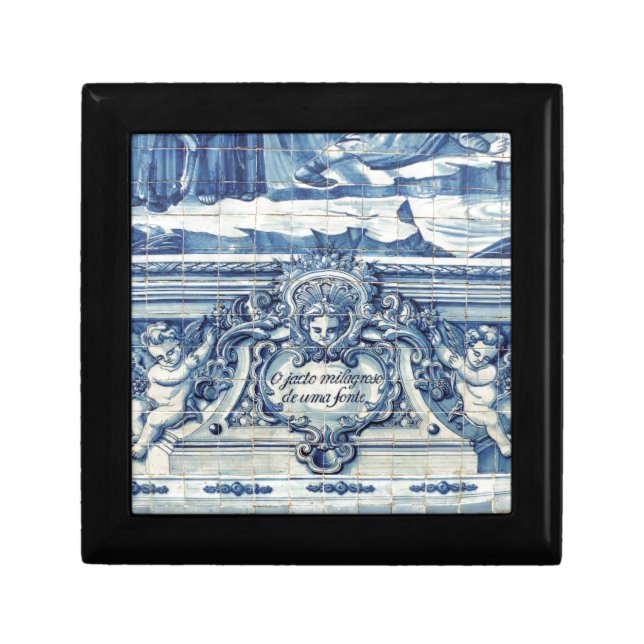 Portuguese blue and white wall tiles with angels gift box (Front)