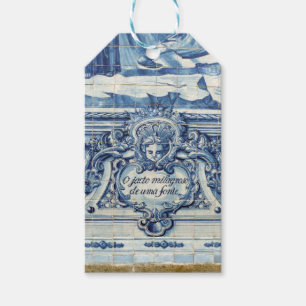 Portuguese blue and white wall tiles with angels gift tags