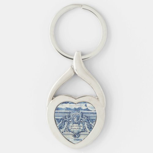 Portuguese blue and white wall tiles with angels keychain