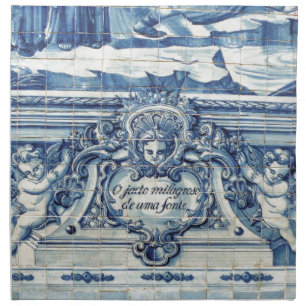 Portuguese blue and white wall tiles with angels napkin