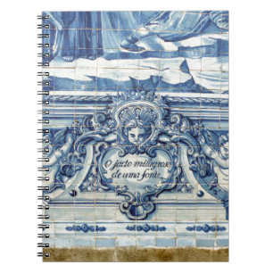 Portuguese blue and white wall tiles with angels notebook