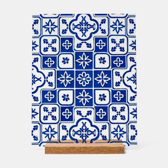 Portuguese Blue Azulejo Tile Acrylic Sign – Tradit (Front)